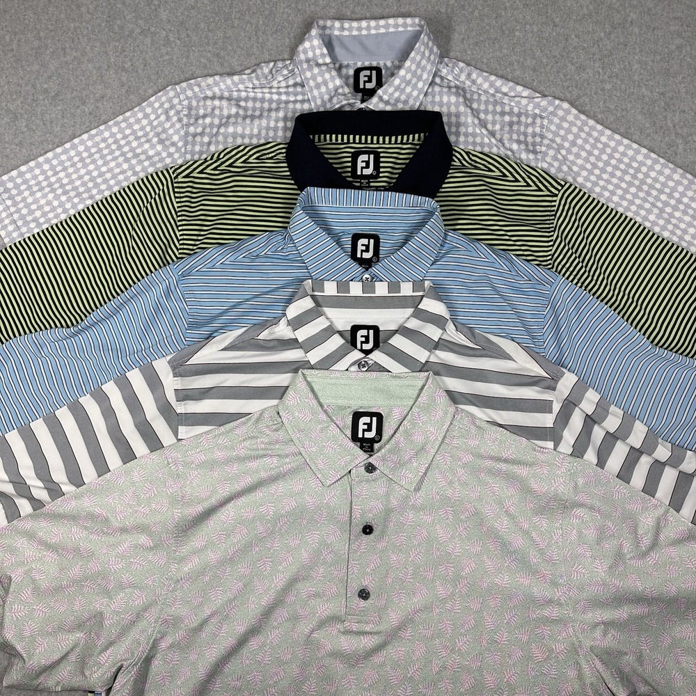 FootJoy FJ Golf Polo Shirt Men's Large Performance Stretch Lot Of 5 Multi Colors